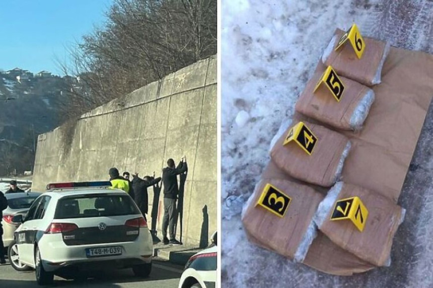 Uhapšena tri lica, iz vozila bacili vreću sa drogom