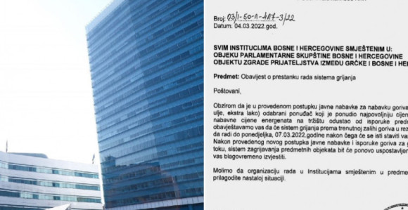 Sve državne institucije u BiH ostaju bez grijanja