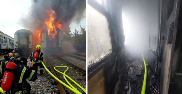Veliki požar u Zagrebu, gore vagoni