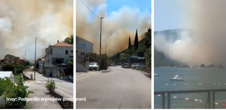 Požar iznad Herceg Novog se širi, vatra blizu kuća