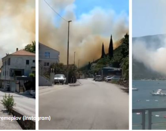 Požar iznad Herceg Novog se širi, vatra blizu kuća