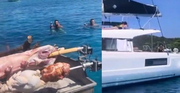 Pored luksuznih jahti pekli jagnje na ražnju! (VIDEO)