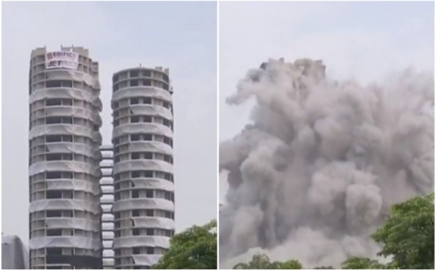 Za petnaestak sekundi srušena dva tornja (VIDEO)