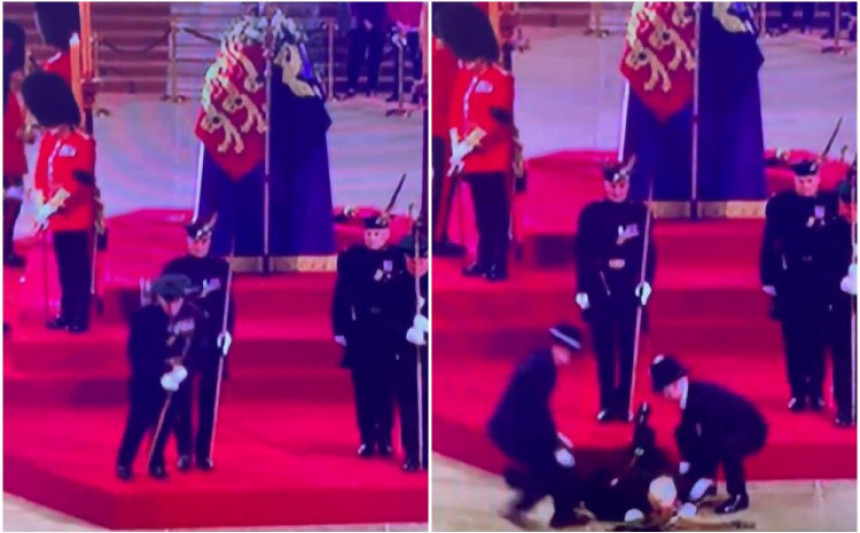 Stražar kraljičine garde srušio se pored njenog kovčega! (VIDEO)