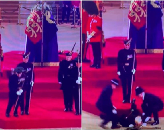 Stražar kraljičine garde srušio se pored njenog kovčega! (VIDEO)