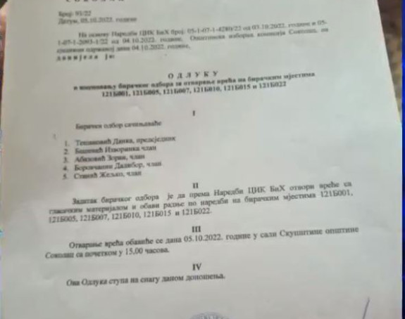 Документ на изборима овјерили неважећим печатом