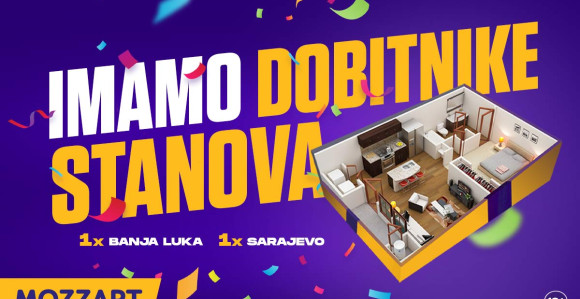 Одиграш тикет и добијеш нов стан?! То може само у Моззарту, а ево ко су добитници станова у Бањалуци и Сарајеву (ВИДЕО)