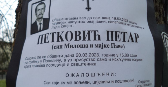 "Napustio sam zauvijek ovaj jadni i ludi svijet"