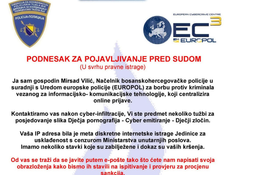 Lažni policijski šef uznemirava direktore u BiH