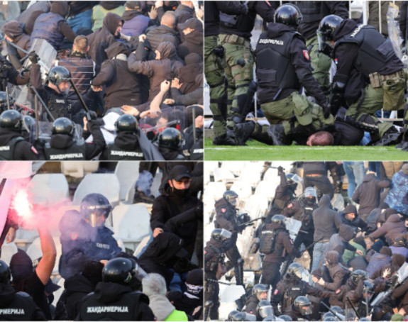 Grobari bakljama napadali žandarmeriju!