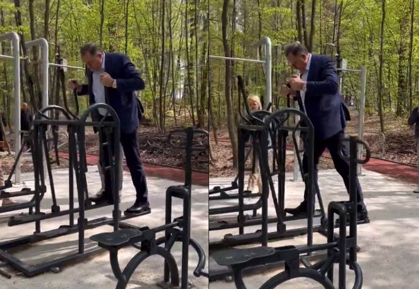Neobičan prizor: Pogledajte kako Dodik radi vježbe u prirodi