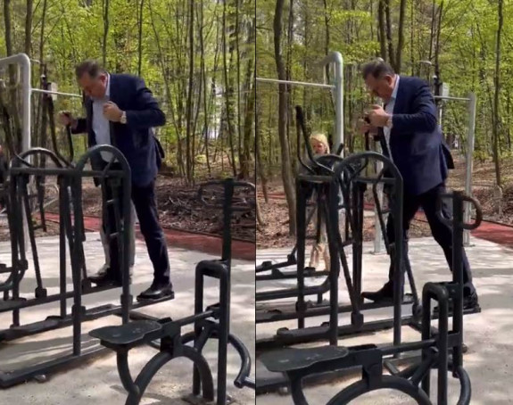 Neobičan prizor: Pogledajte kako Dodik radi vježbe u prirodi