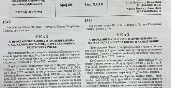 Ukaz predsjednika objavljen u Službenom glasniku