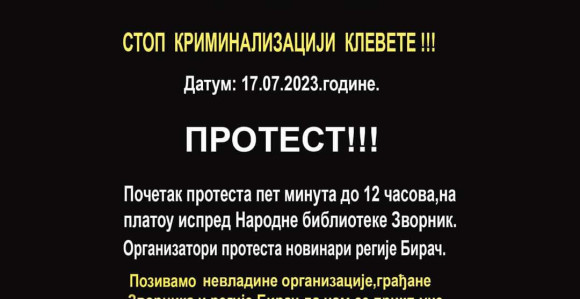 Protest novinara zvorničke regije zbog sramnog zakona