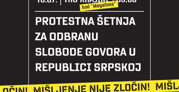 Sutra protestna šetnja - 9 časova na Trgu Krajine