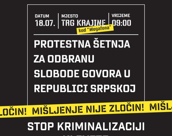 Sutra protestna šetnja - 9 časova na Trgu Krajine