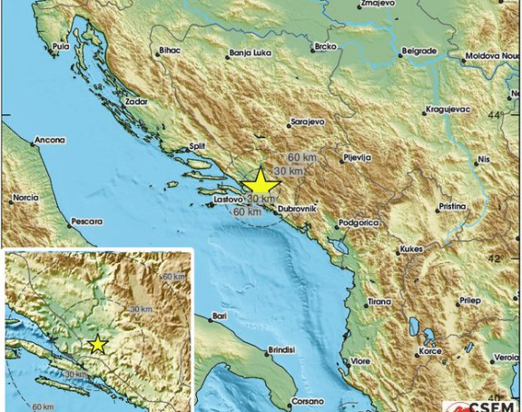 Slabiji zemljotres pogodio područje Hercegovine
