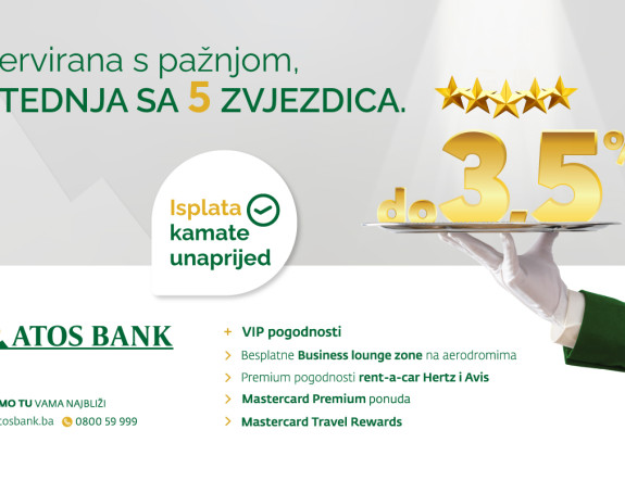 Nova kampanja Atos Banke “Štednja sa 5 zvjezdica” servirana sa pažnjom