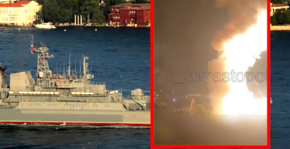 Ukrajinski napad na Sevastopolj, gori brodogradilište