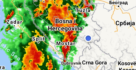 Jaka oblačnost i padavine na zapadnom Balkanu