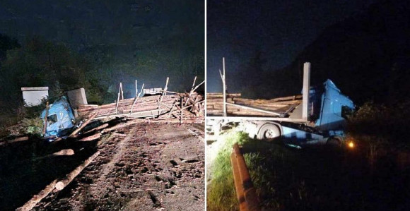 Nesreća kod Žepča: Prevrnuo se šleper sa drvima