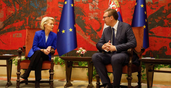 Vučić se sastao sa fon der Lajen u Palati Srbija