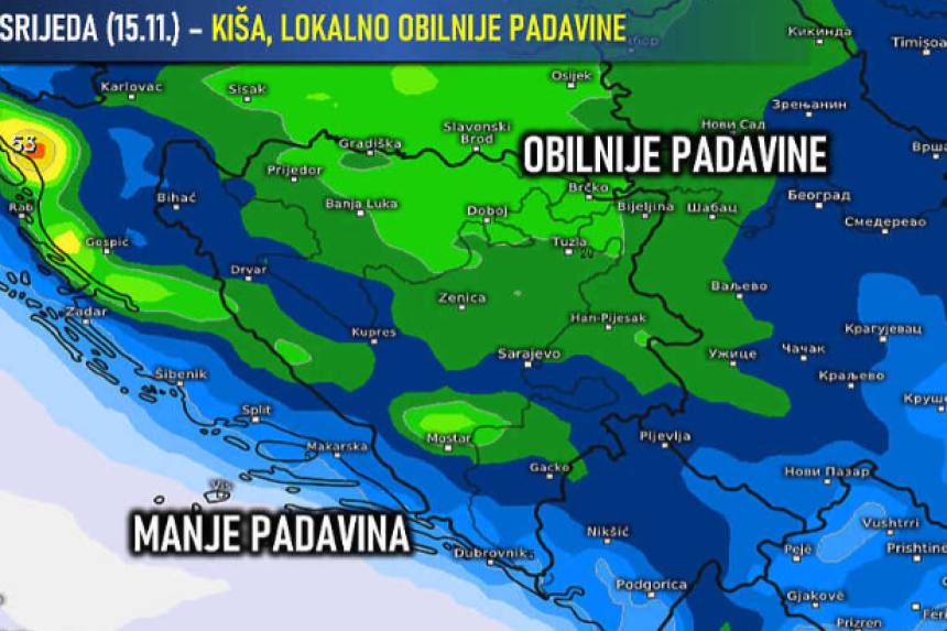 Stiže zahlađenje i kiša, na planinama moguć snijeg