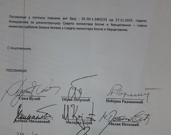 Dodikovi poslanici potpisali da ne žele smjenu Heleza