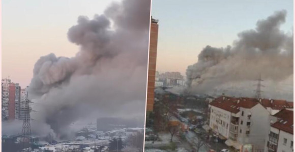 Пожар у Кинеском тржном центру на Новом Београду
