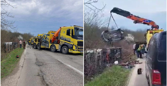 Derventa: Prevrnuo se kamion koji je prevozio automobile