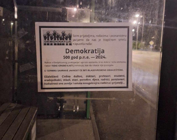 Posmrtnice u više gradova Srpske: Demokratija je nakon teške i opasne vlasti preminula!
