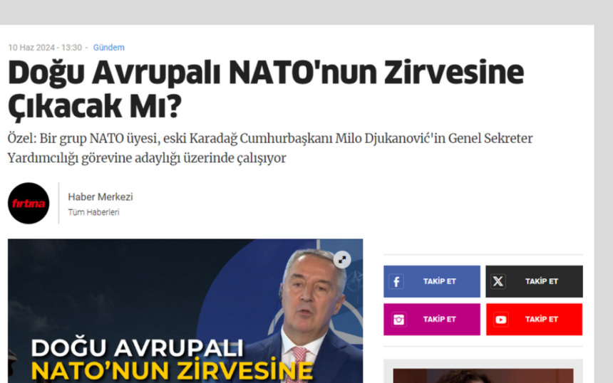 Kandidatura Mila Đukanovića za funkciju u NATO-u