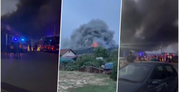 Veliki požar u Dobanovcima, gori proizvodni pogon