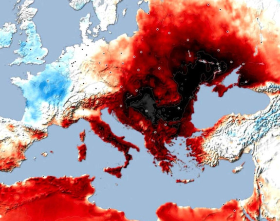 Zastrašujuća mapa pokazuje kako se Balkan prži