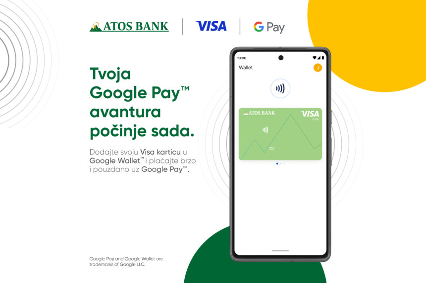 Uz ATOS BANK, Visa kartice i Google Pay ostvari povrat od 50KM!