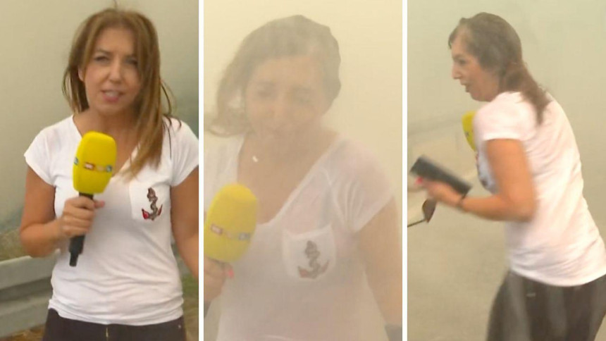 I to se dešava: Novinarku "zalio" kanader (VIDEO)