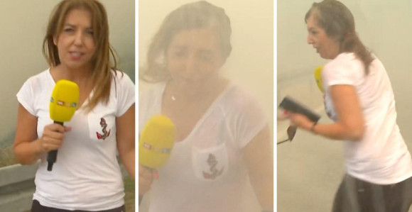 I to se dešava: Novinarku "zalio" kanader (VIDEO)