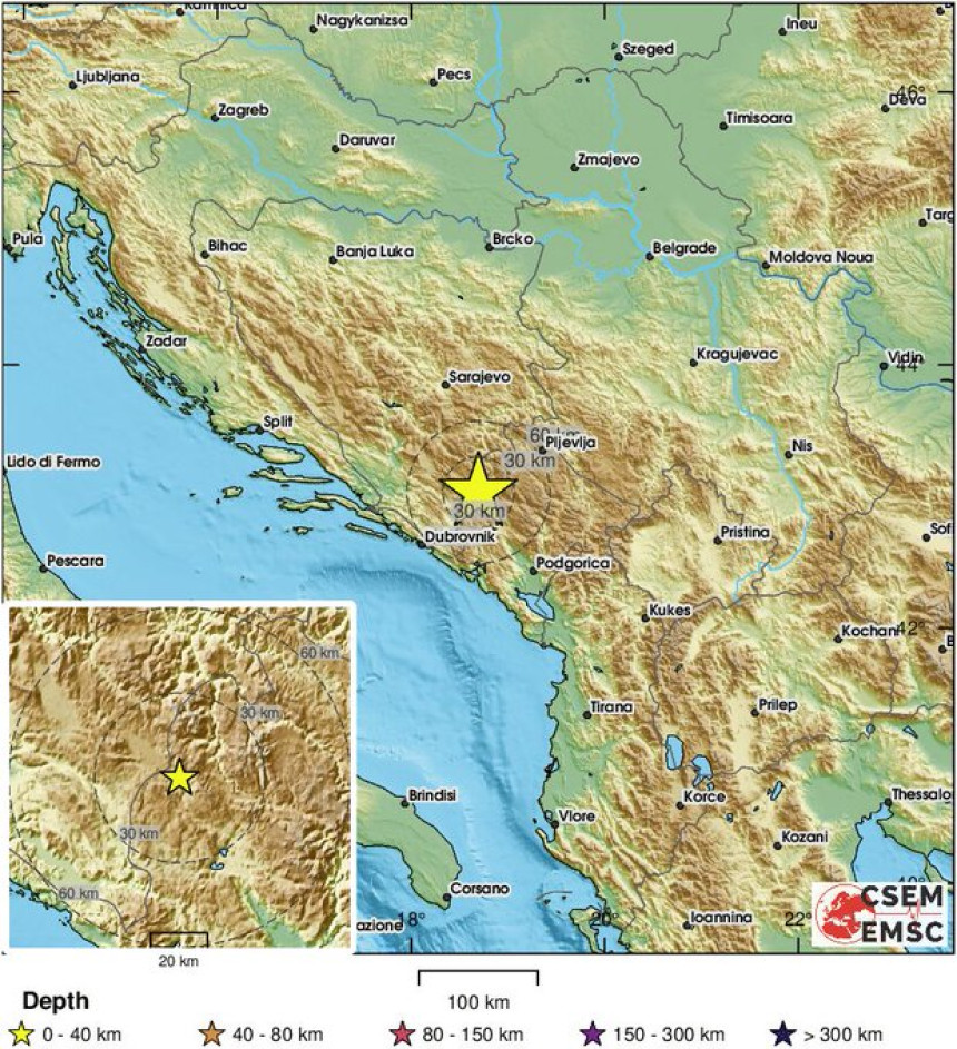 Jači zemljotres pogodio Crnu Goru kod granice sa BiH