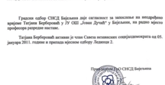 Šokantno: U bijeljinsko školstvo ne možete bez pismene potvrde SNSD-a?!