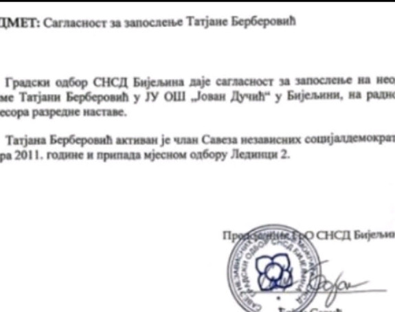 Шокантно: У бијељинско школство не можете без писмене потврде СНСД-а?!