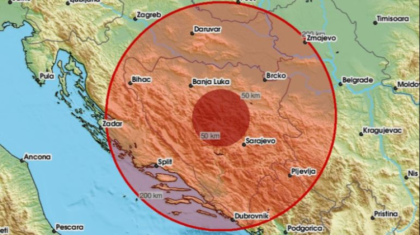 Jači zemljotres pogodio BiH: Kod Zenice epicentar