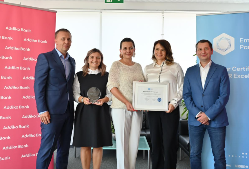 Addiko Banka Banja Luka iznova je postigla visoke HR standarde i stekla prestižni Employer Partner certifikat