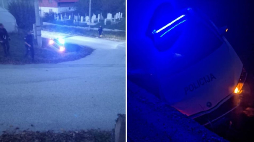 Potjera u Gradačcu: Policijsko vozilo završilo u kanalu