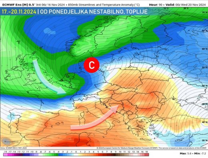 Stiže promjena vremena, narednih dana kiša i snijeg