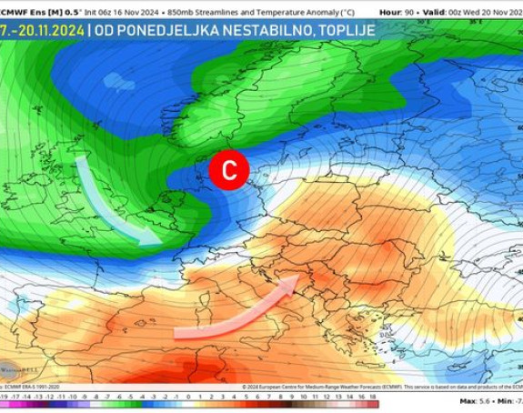 Stiže promjena vremena, narednih dana kiša i snijeg