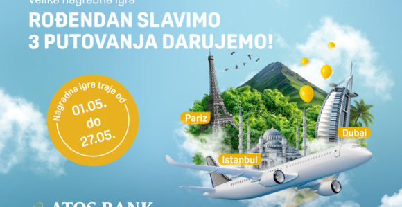 Rođendanska nagradna igra ATOS Banke - Putovanja čekaju na vas!