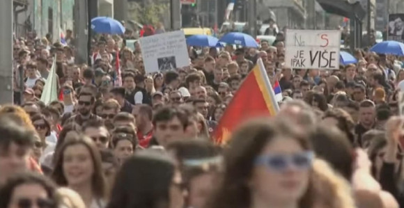 Протест студената блокадера и грађана на Славији у Београду
