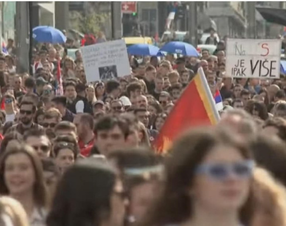 Протест студената блокадера и грађана на Славији у Београду
