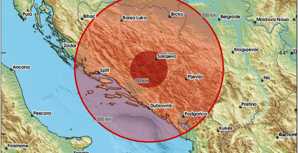 Jači zemljotres zatresao BiH, kod Mostara epicentar
