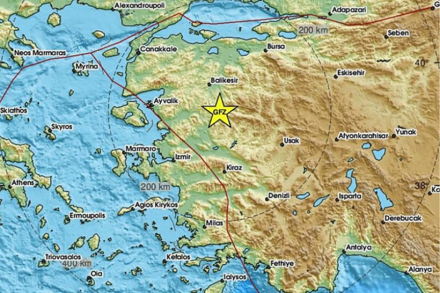 Zemljotres jačine pet stepeni pogodio zapad Turske